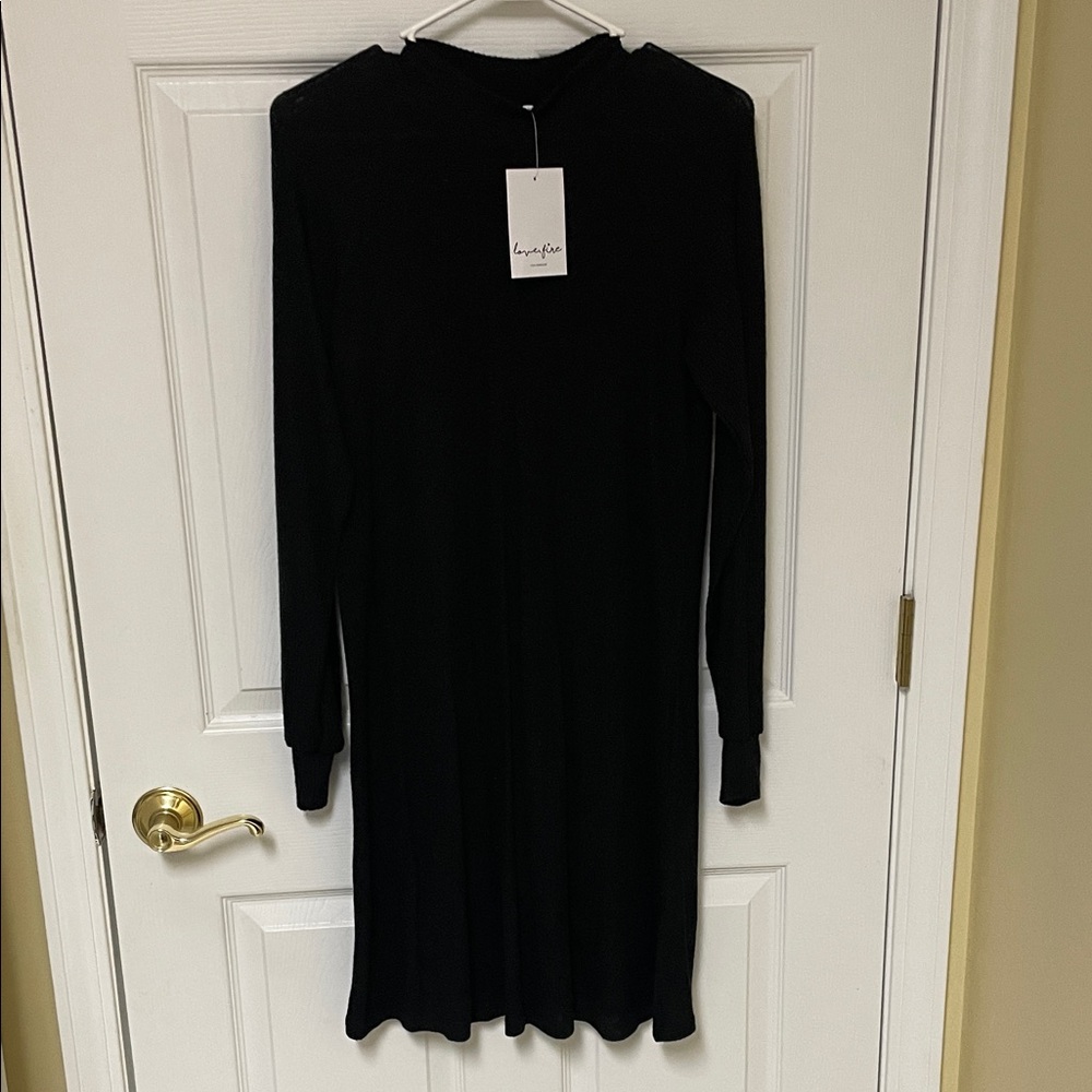 love, Fire Elegant Black Long Sleeve Dress